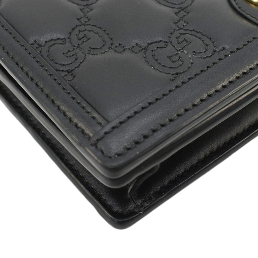 GUCCI Gucci Matelasse Leather Chain Wallet Shoulder Bag Black 723787
