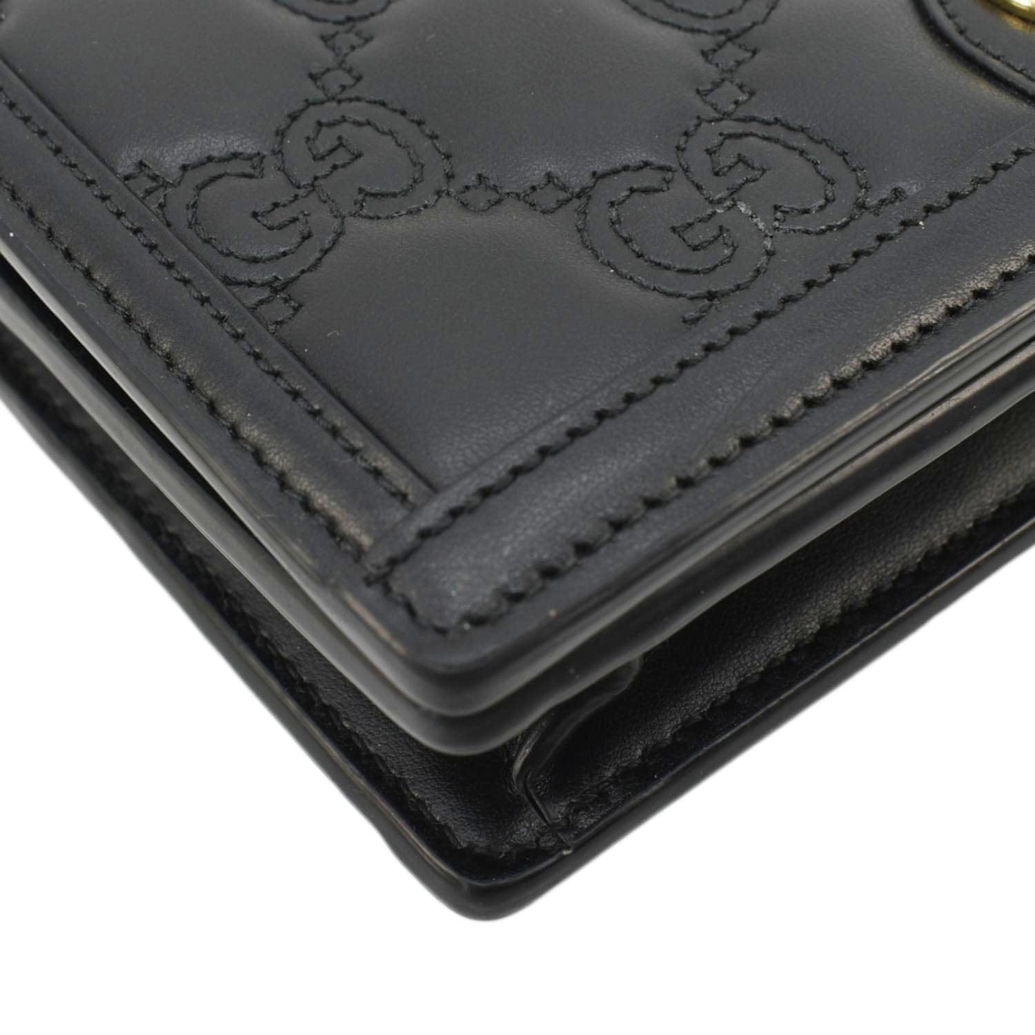 GUCCI Gucci Matelasse Leather Chain Wallet Shoulder Bag Black 723787