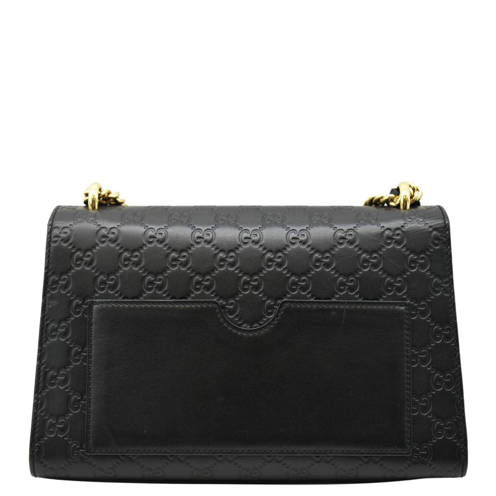 GUCCI Padlock Medium Gucci Leathrer Chain Shoulder Bag Black 409486