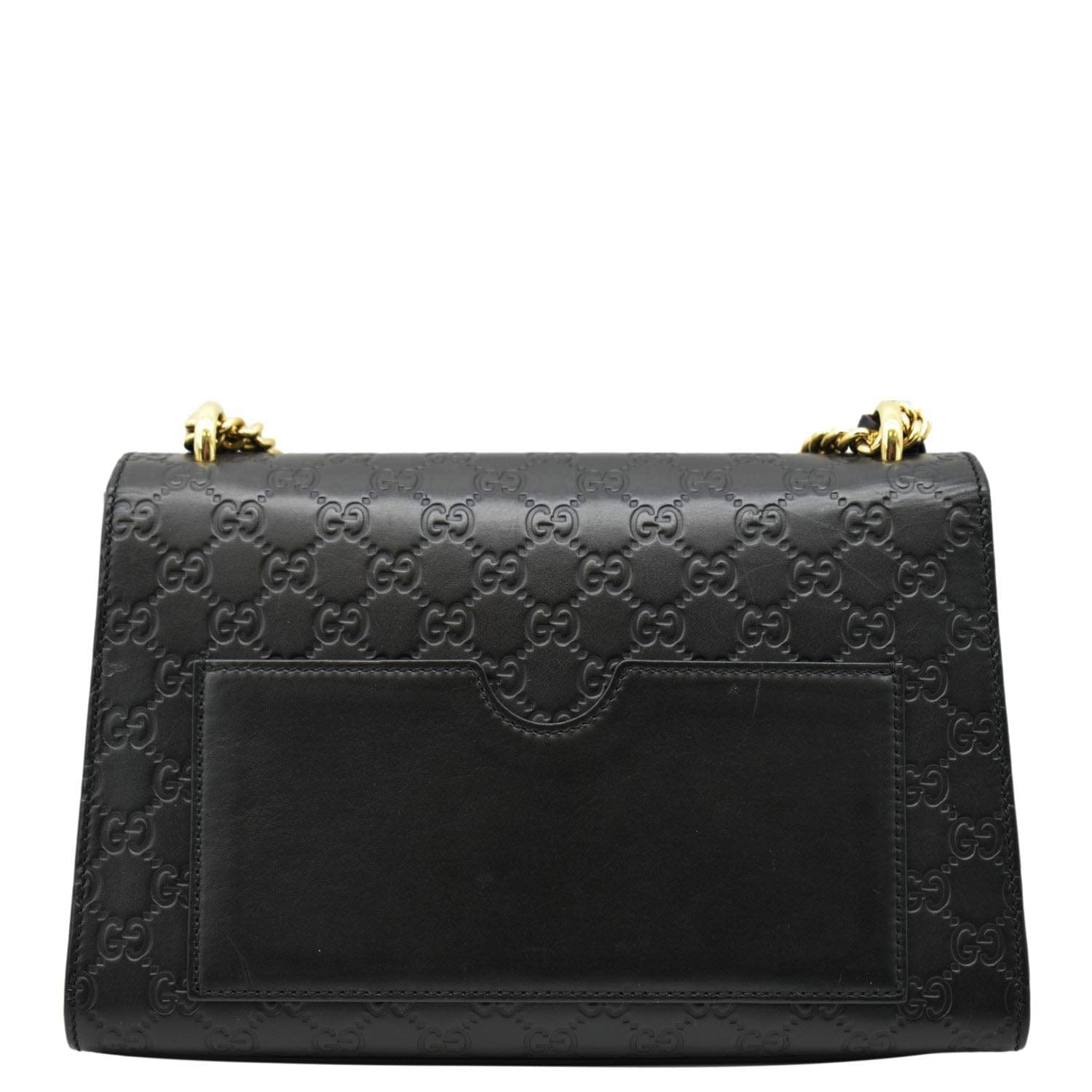GUCCI Padlock Medium Gucci Leathrer Chain Shoulder Bag Black 409486