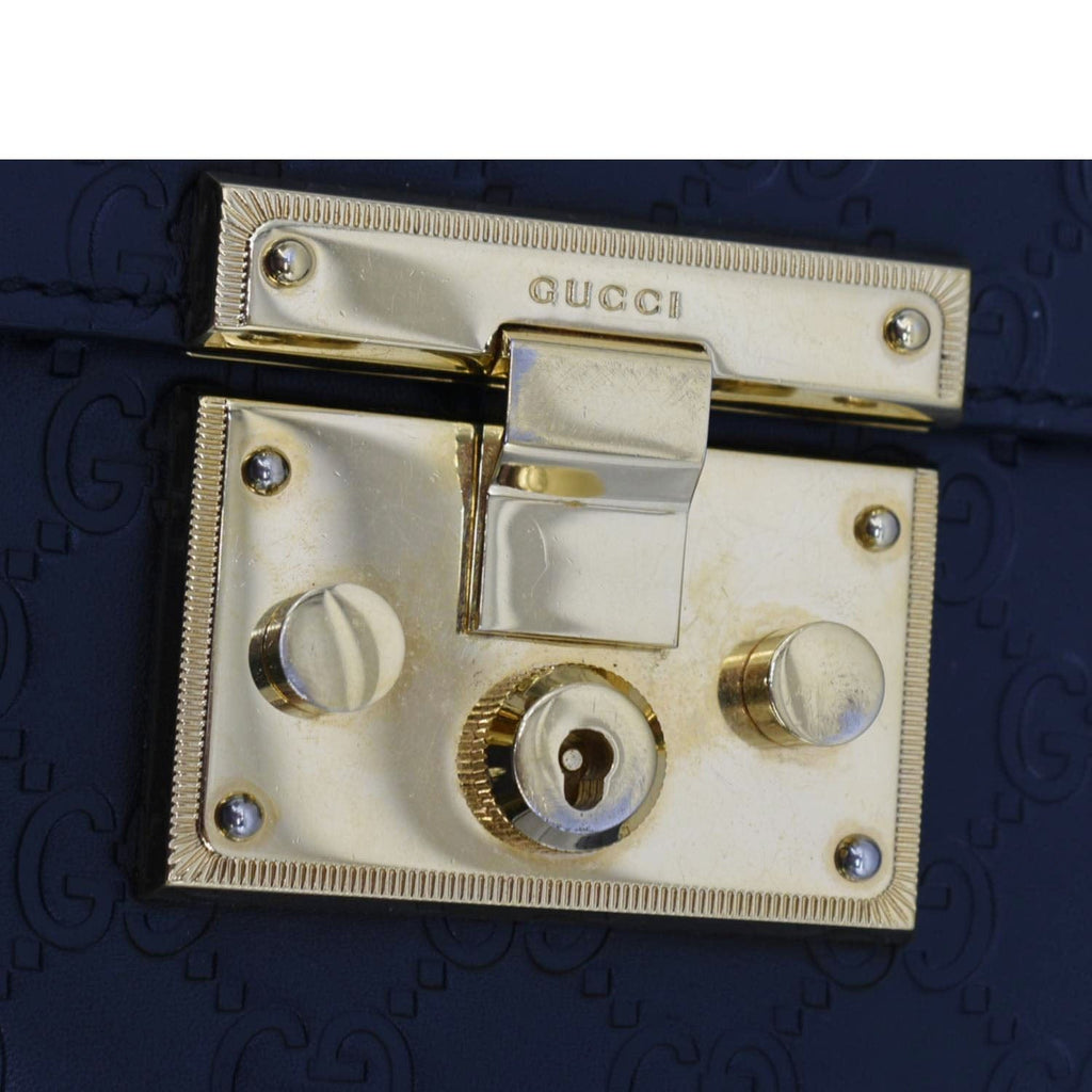 GUCCI Padlock Medium Gucci Leathrer Chain Shoulder Bag Black 409486