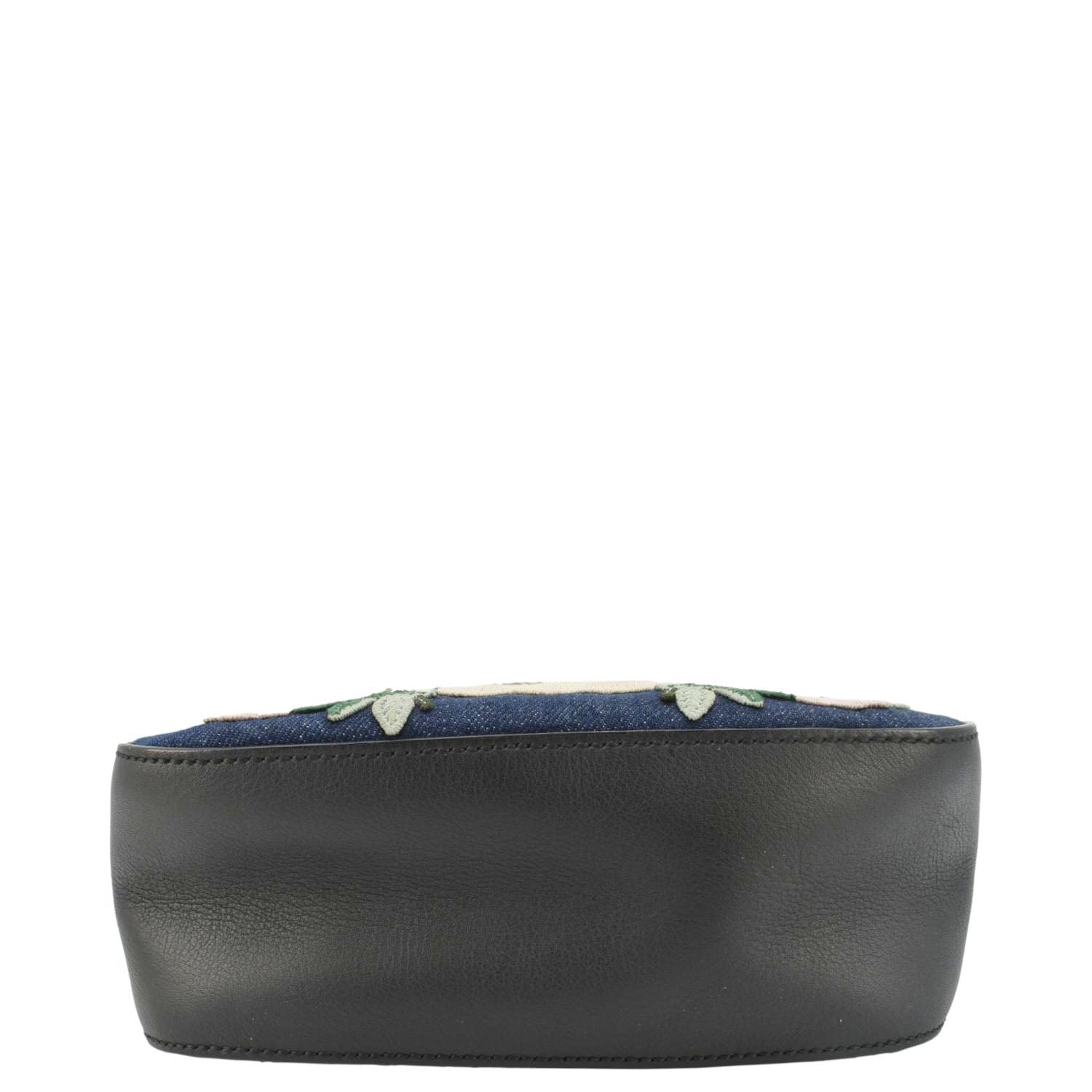 GUCCI Embroidered Denim Camera Crossbody Bag Blue 456547
