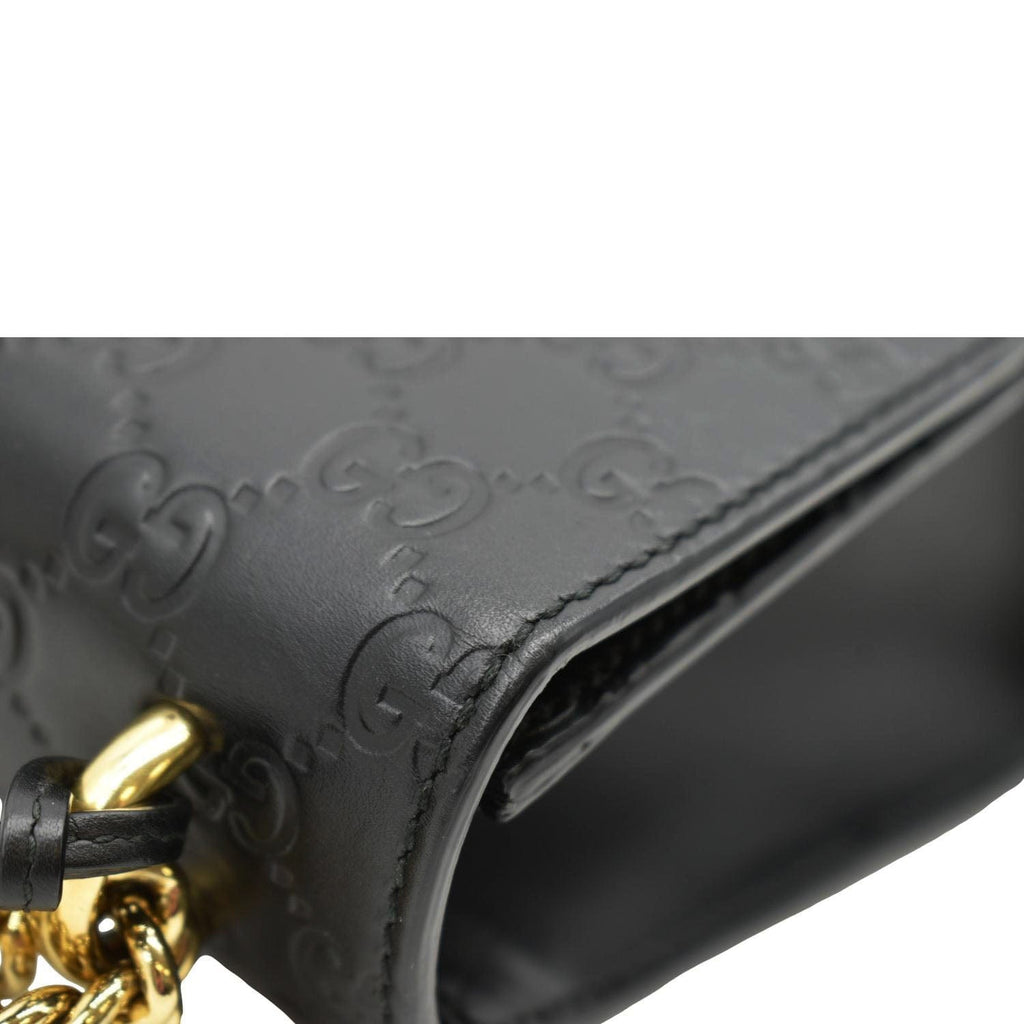GUCCI Padlock Medium Gucci Leathrer Chain Shoulder Bag Black 409486