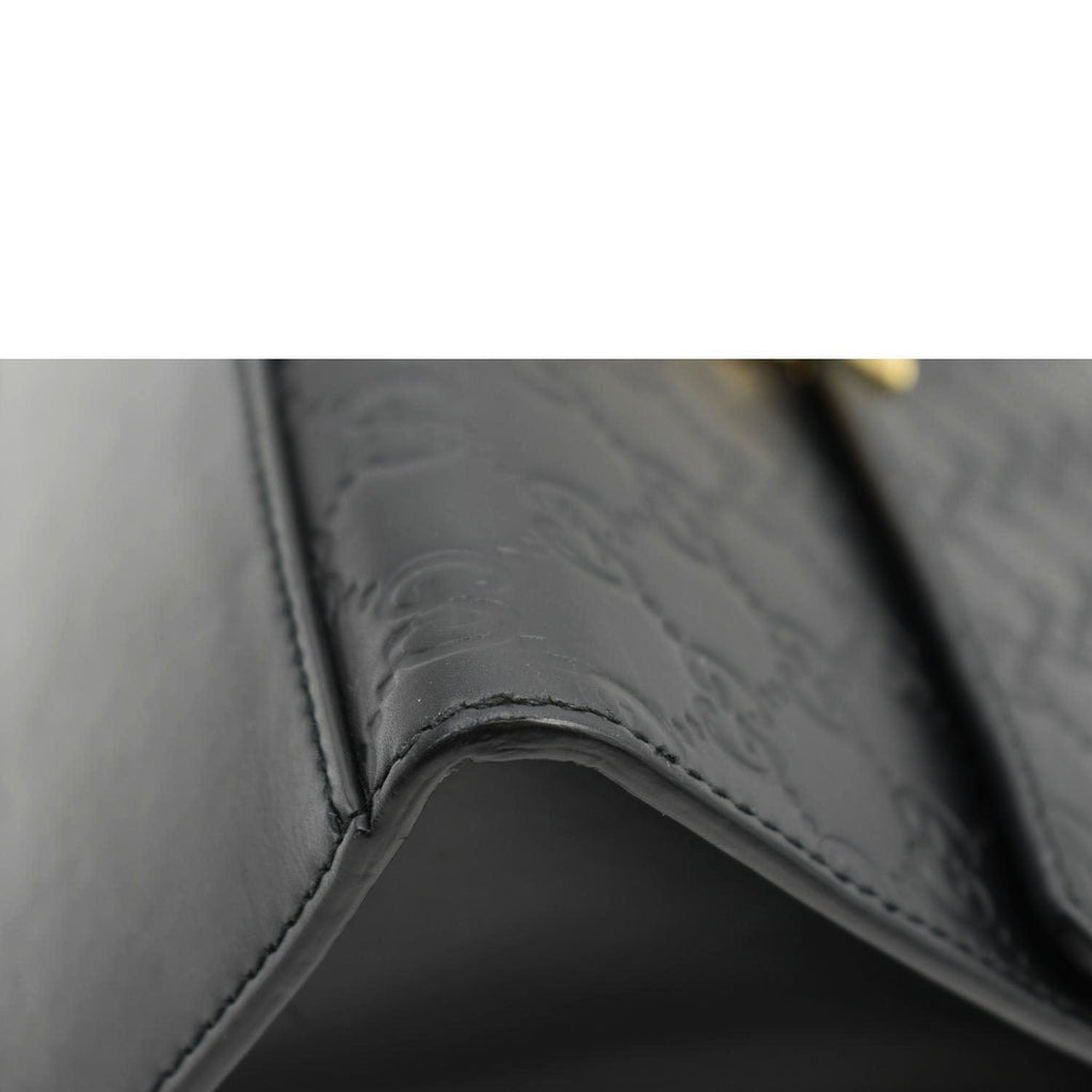 GUCCI Padlock Medium Gucci Leathrer Chain Shoulder Bag Black 409486