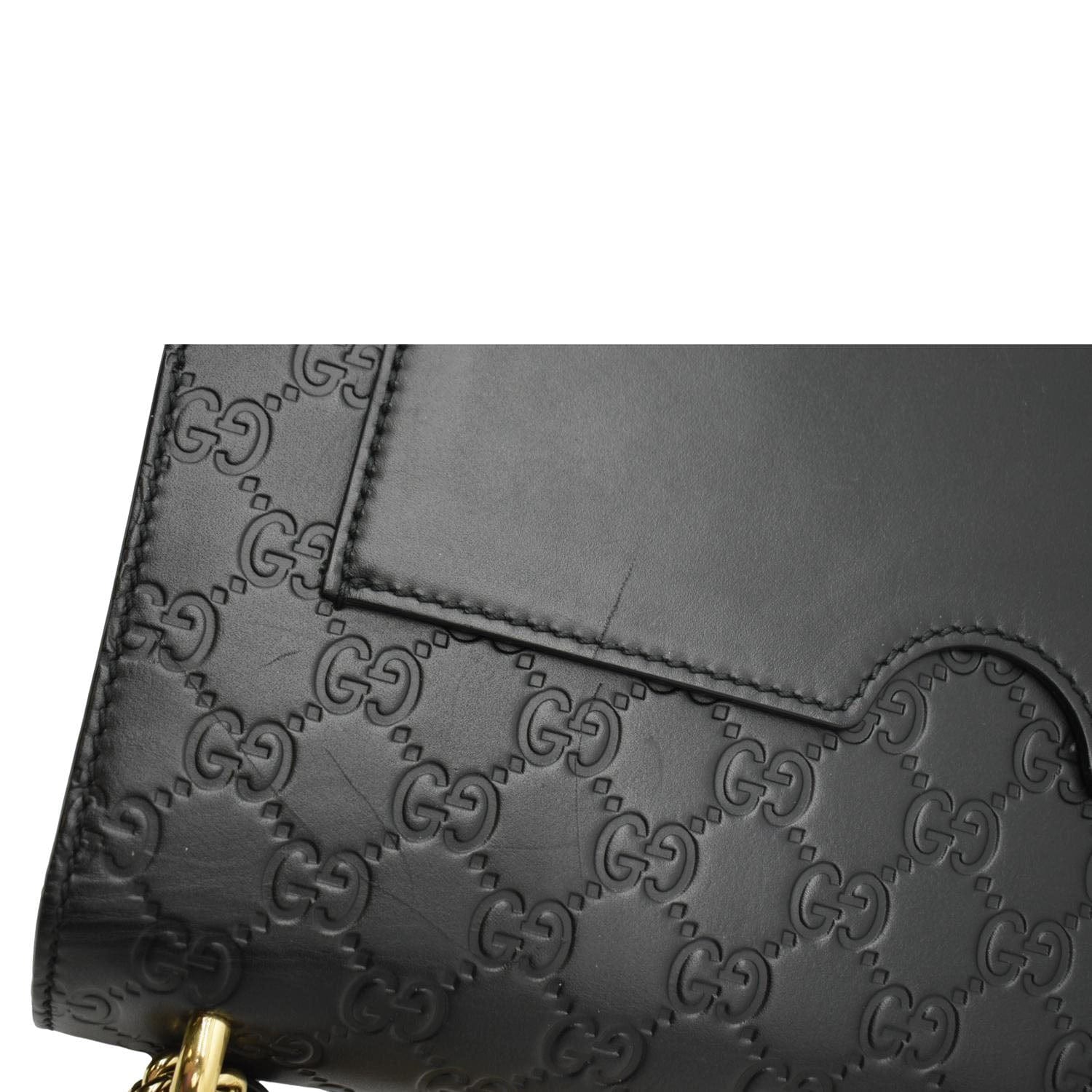 GUCCI Padlock Medium Gucci Leathrer Chain Shoulder Bag Black 409486