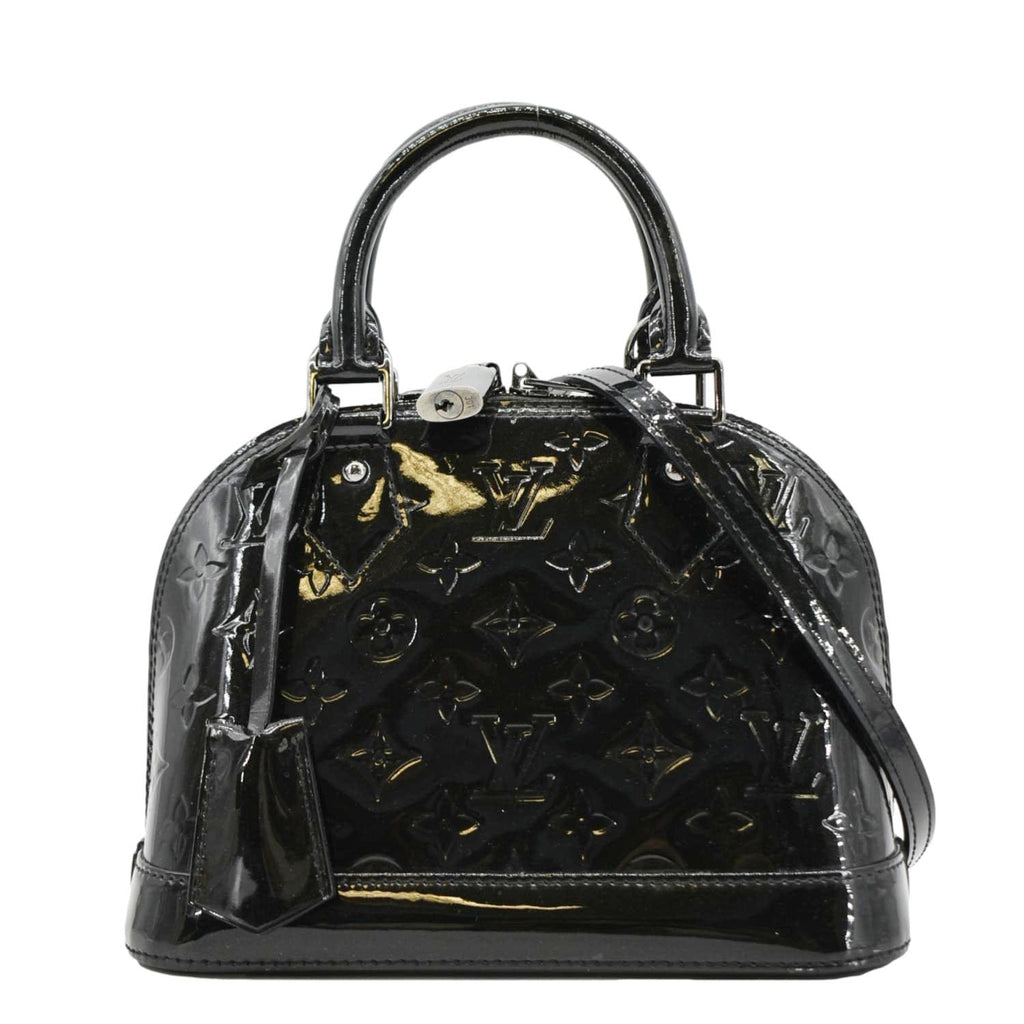 LOUIS VUITTON Alma BB Monogram Vernis Satchel Bag Black