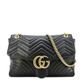 GUCCI Gucci Marmont Large Matelasse Leather Shoulder Bag Black 498090