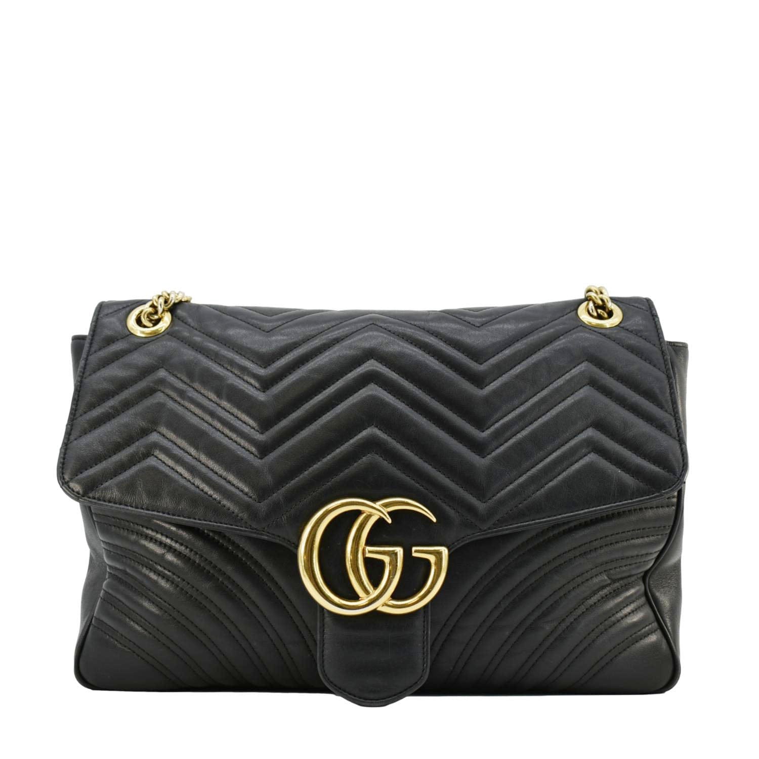 GUCCI Gucci Marmont Large Matelasse Leather Shoulder Bag Black 498090