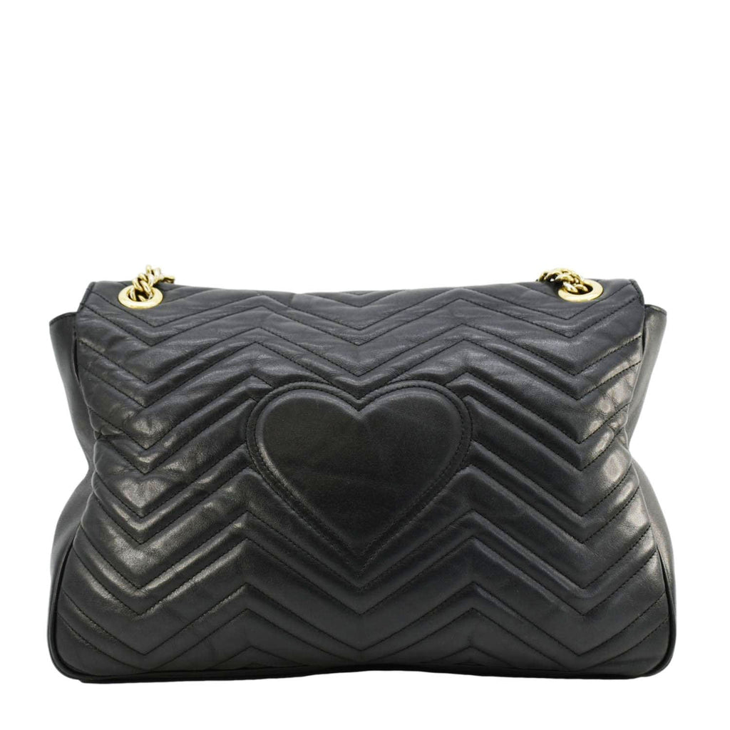 GUCCI Gucci Marmont Large Matelasse Leather Shoulder Bag Black 498090