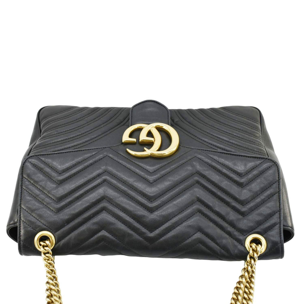 GUCCI Gucci Marmont Large Matelasse Leather Shoulder Bag Black 498090