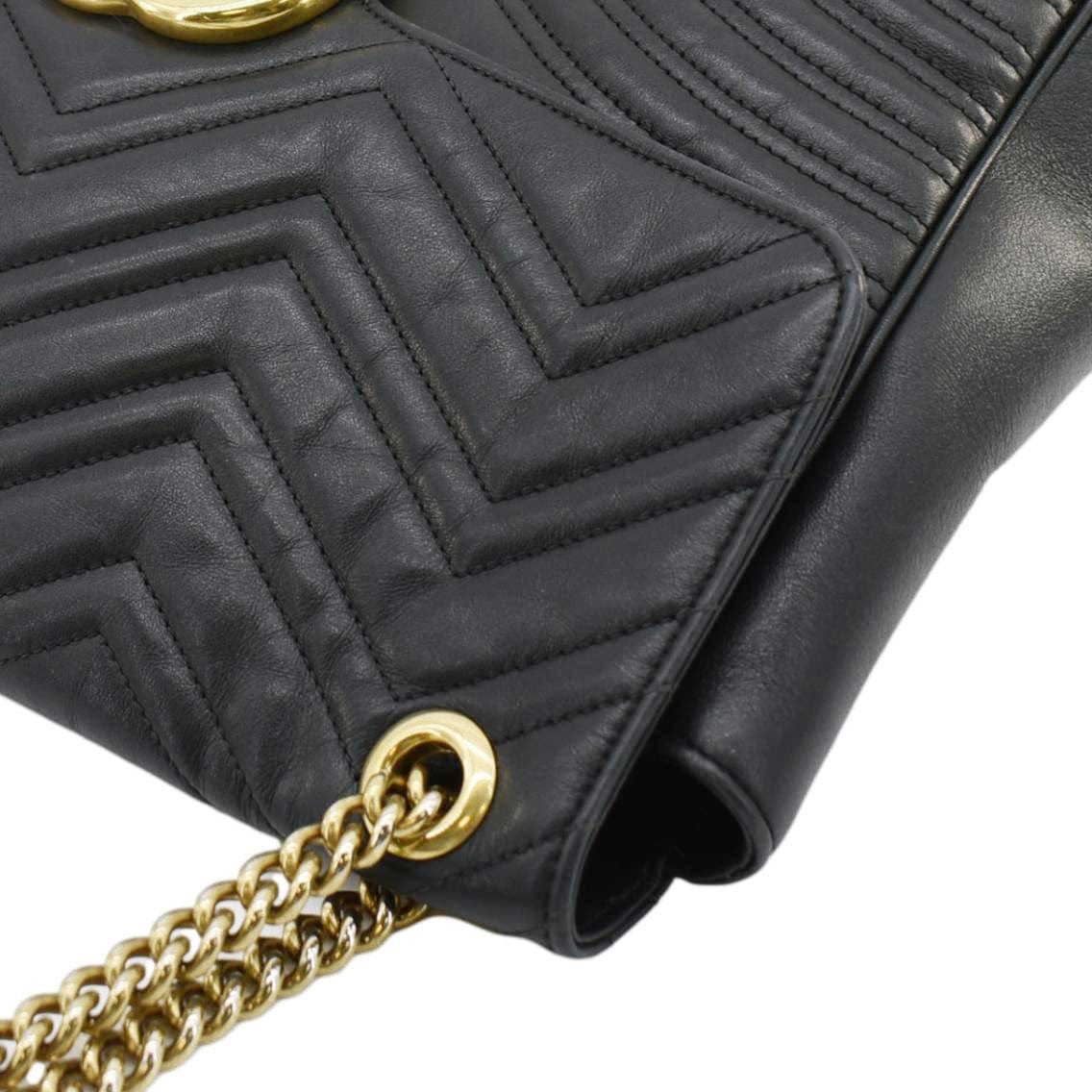 GUCCI Gucci Marmont Large Matelasse Leather Shoulder Bag Black 498090