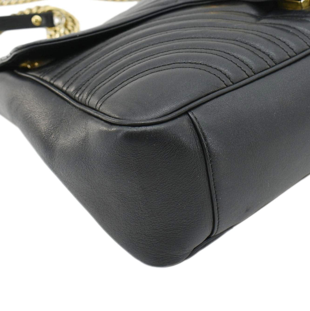 GUCCI Gucci Marmont Large Matelasse Leather Shoulder Bag Black 498090