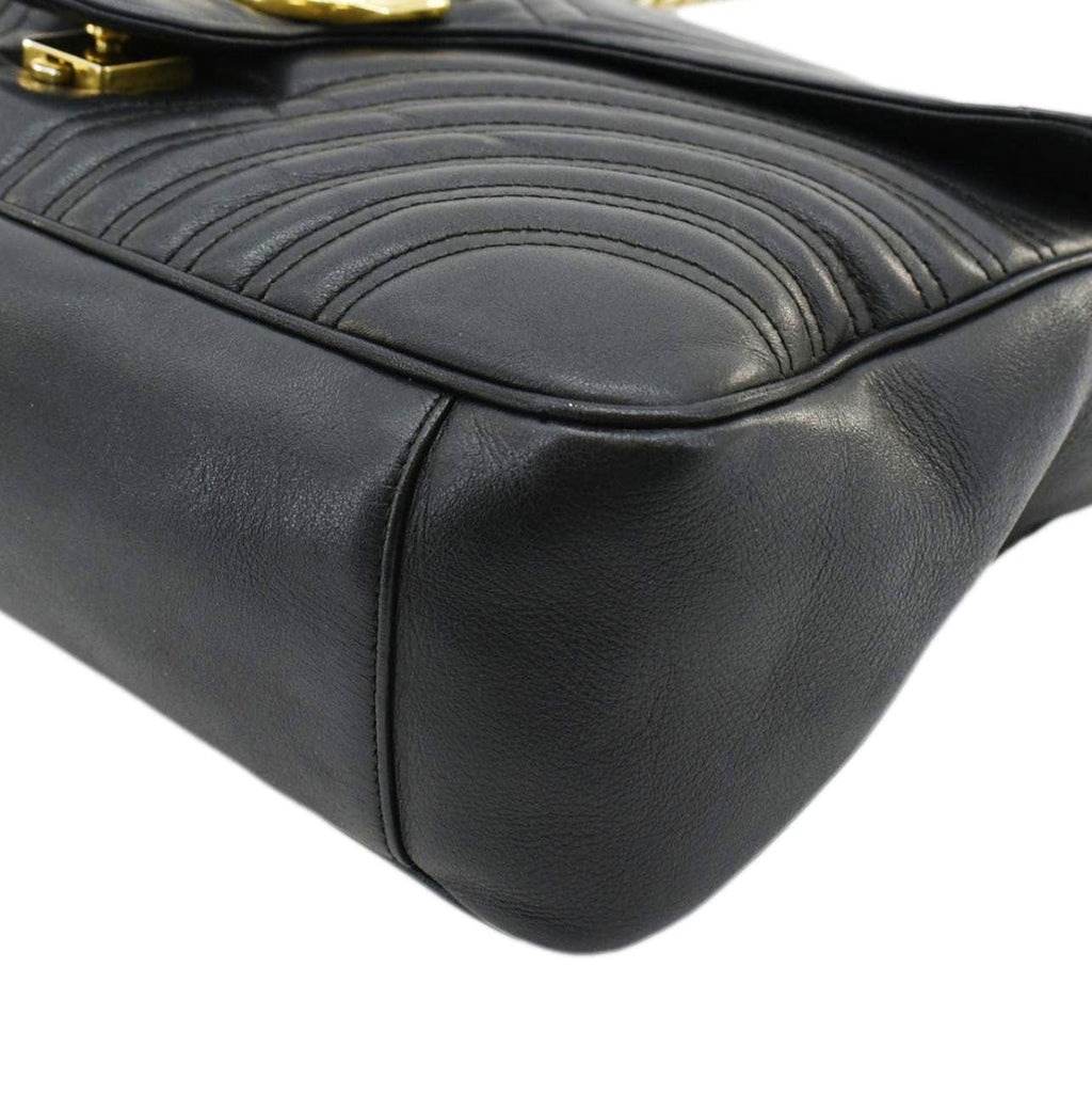 GUCCI Gucci Marmont Large Matelasse Leather Shoulder Bag Black 498090