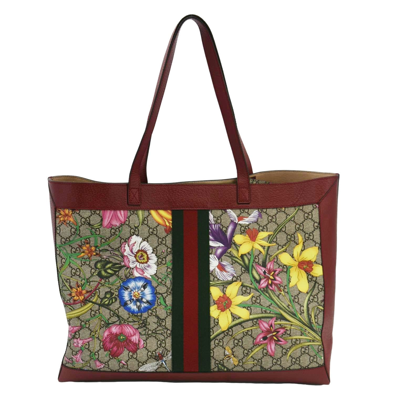 GUCCI Ophidia Medium Floral Gucci Supreme Tote Shoulder Bag Beige 547947