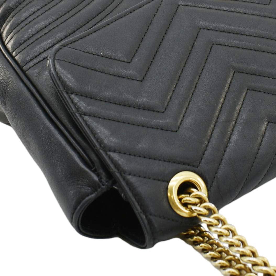 GUCCI Gucci Marmont Large Matelasse Leather Shoulder Bag Black 498090