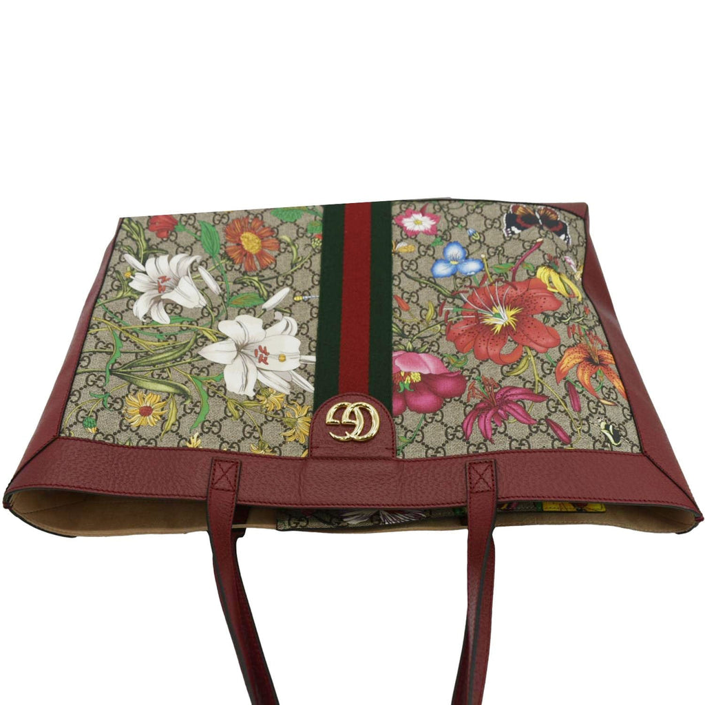 GUCCI Ophidia Medium Floral Gucci Supreme Tote Shoulder Bag Beige 547947