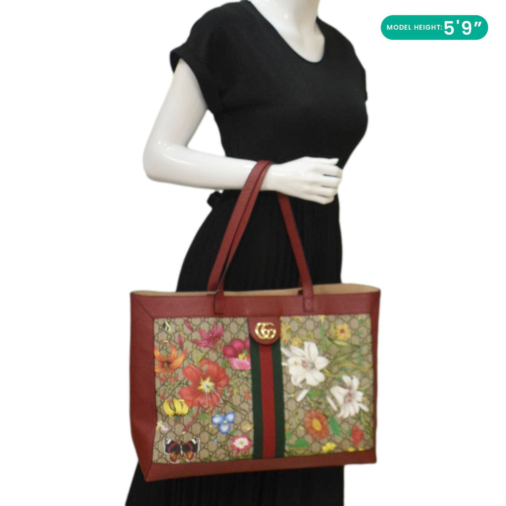 GUCCI Ophidia Medium Floral Gucci Supreme Tote Shoulder Bag Beige 547947