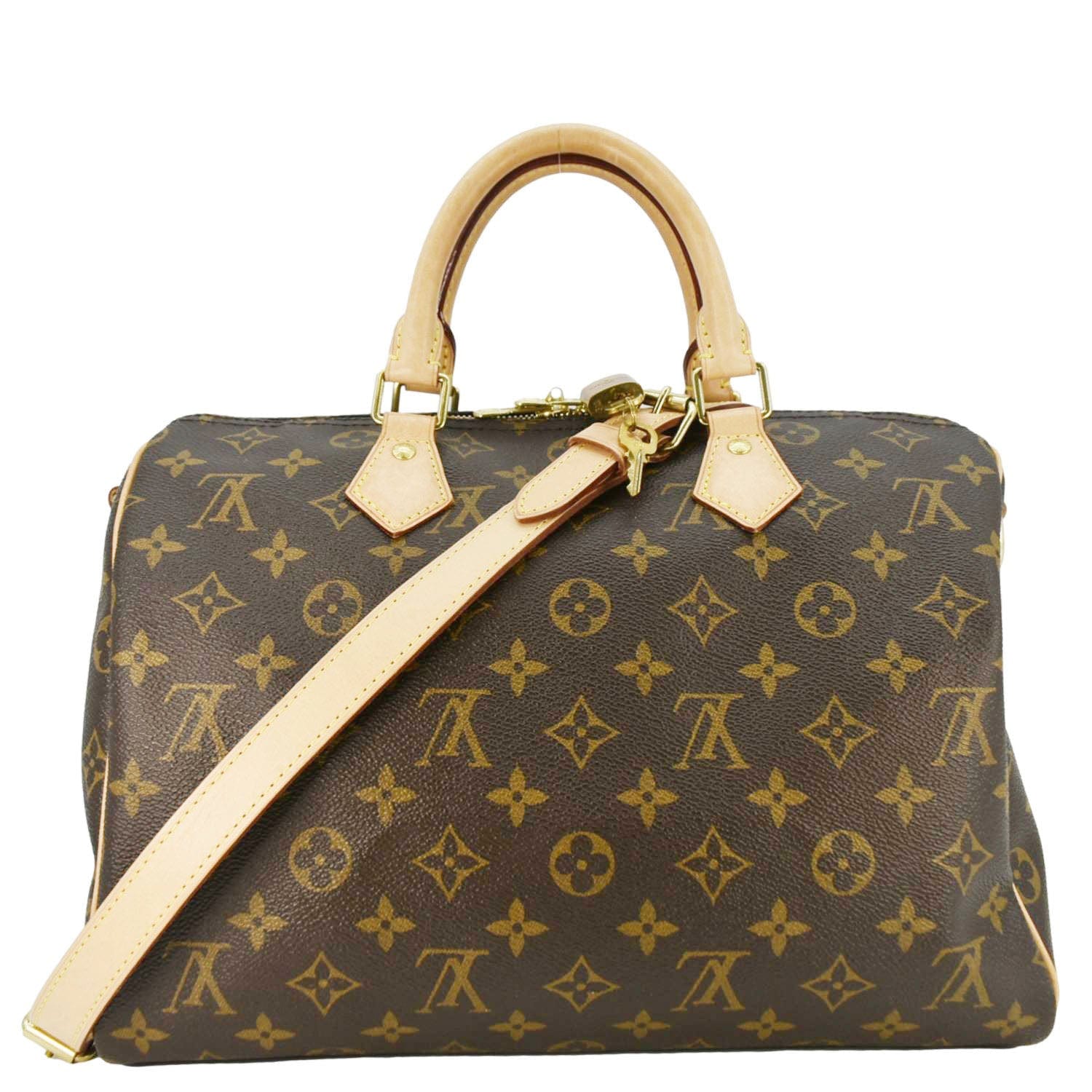 LOUIS VUITTON Speedy 30 Bandouliere Monogram Canvas Crossbody Bag Brown
