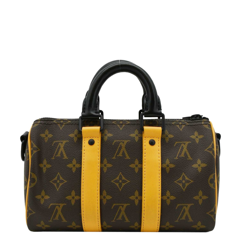 LOUIS VUITTON Keepall 25 Bandouliere Monogram Macassar Canvas Crossbody Bag Brown