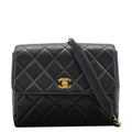 Chanel Square CC Flap  Quilted Leather Shoulder Bag Black