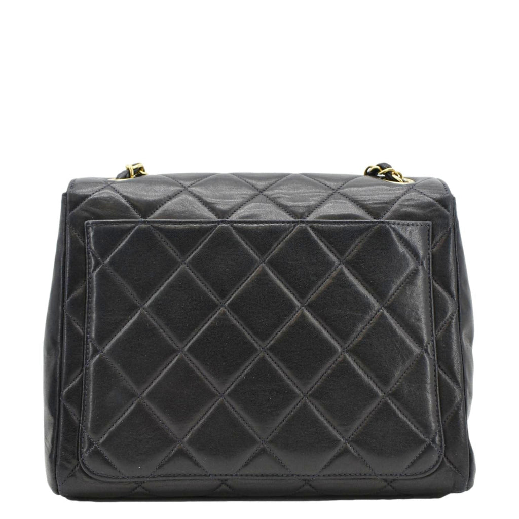 Chanel Square CC Flap  Quilted Leather Shoulder Bag Black