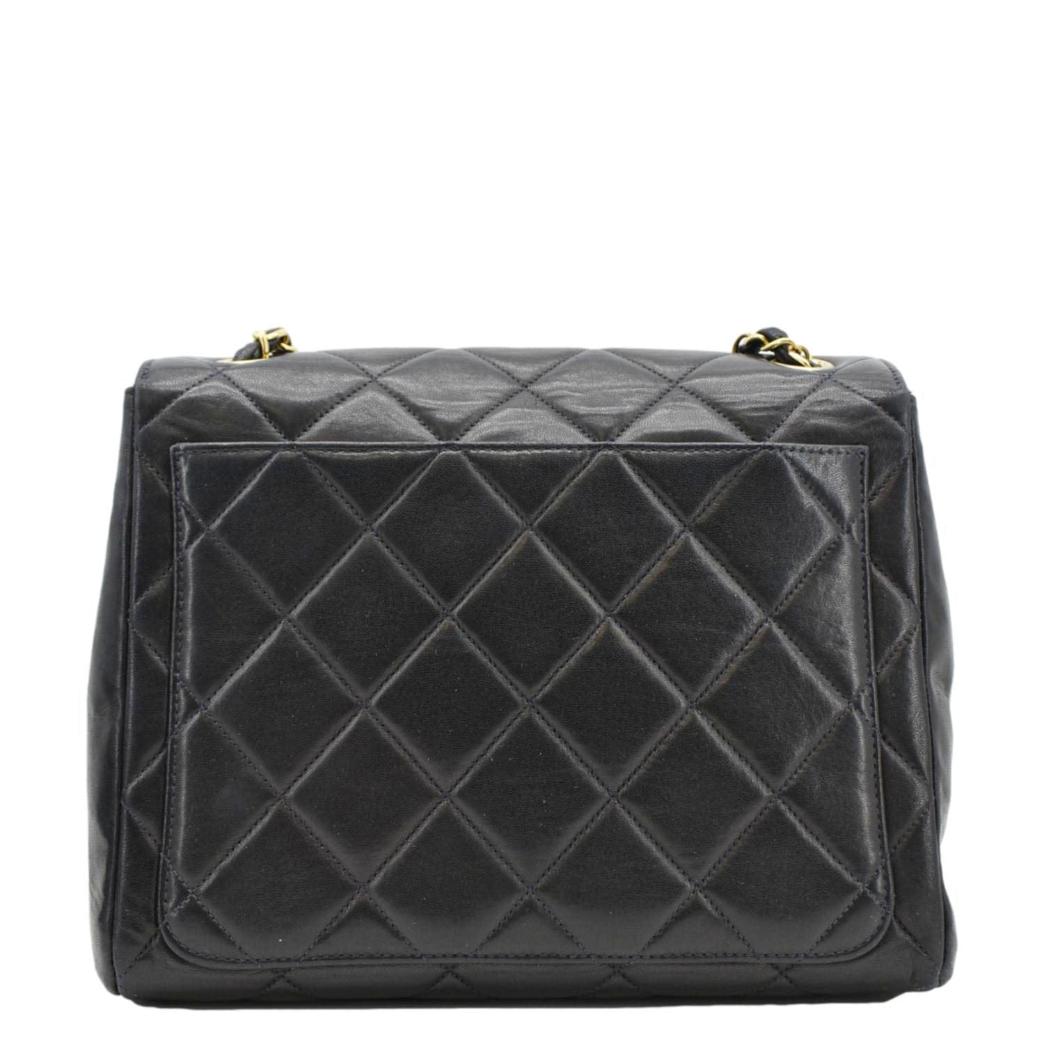 Chanel Square CC Flap  Quilted Leather Shoulder Bag Black