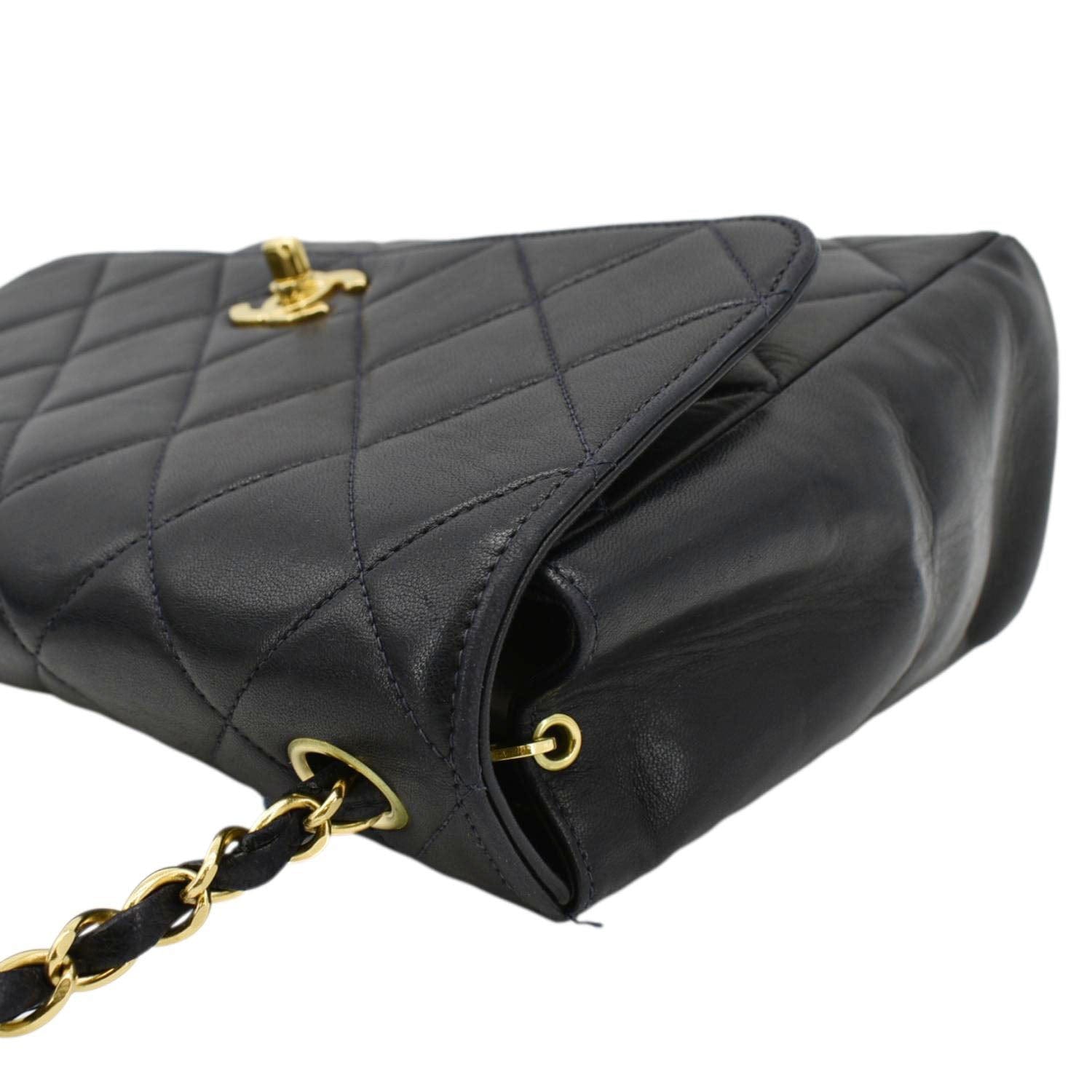 Chanel Square CC Flap  Quilted Leather Shoulder Bag Black