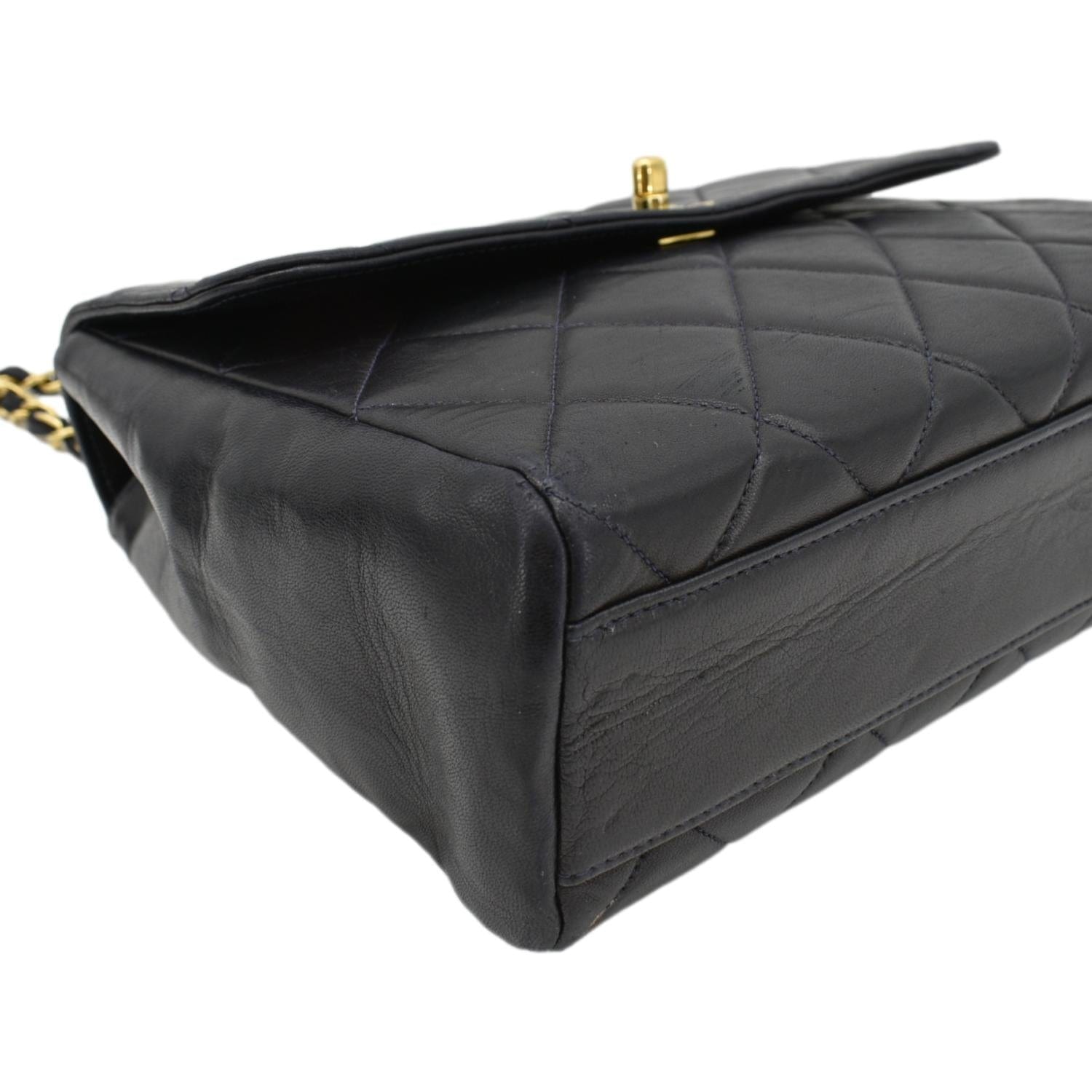 Chanel Square CC Flap  Quilted Leather Shoulder Bag Black