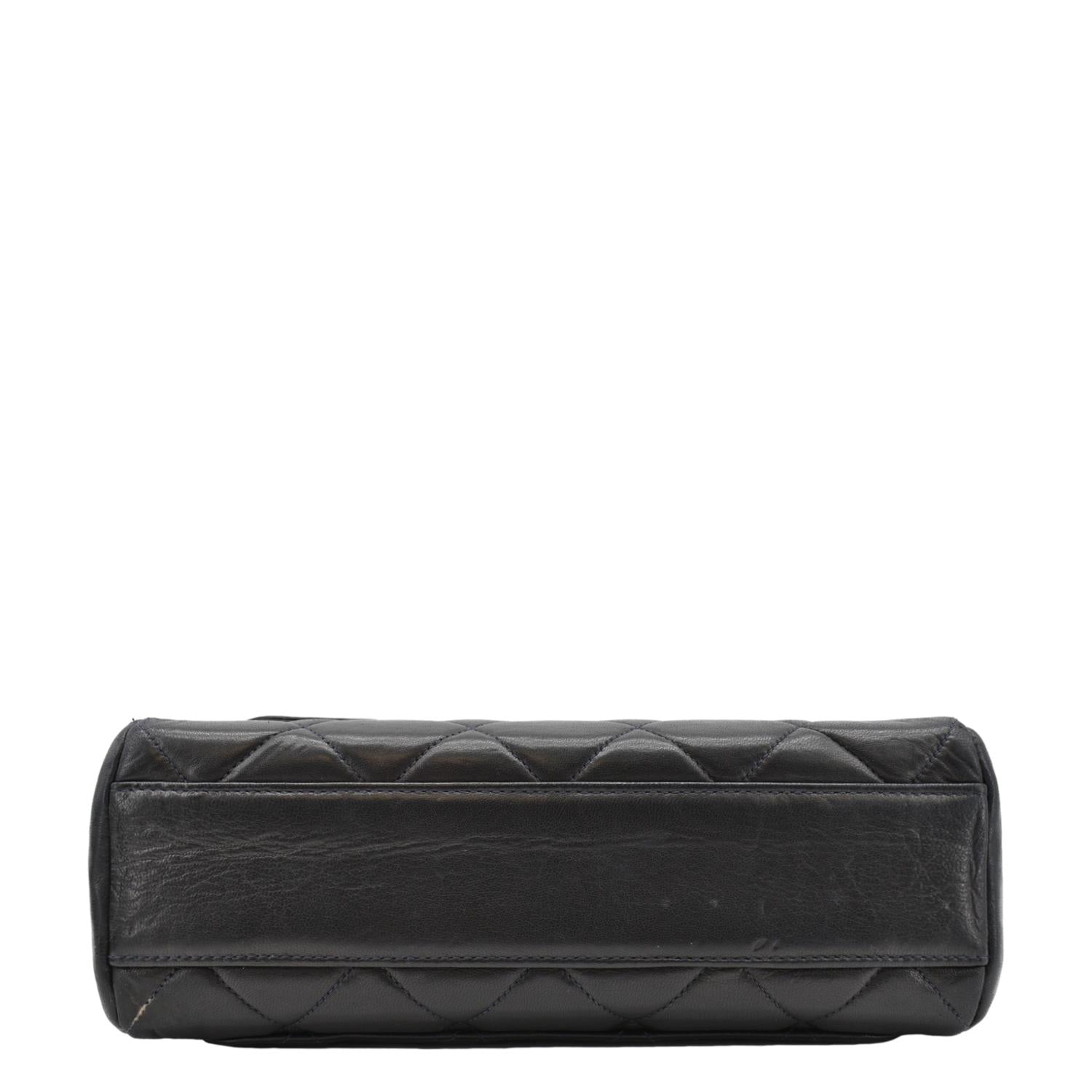 Chanel Square CC Flap  Quilted Leather Shoulder Bag Black