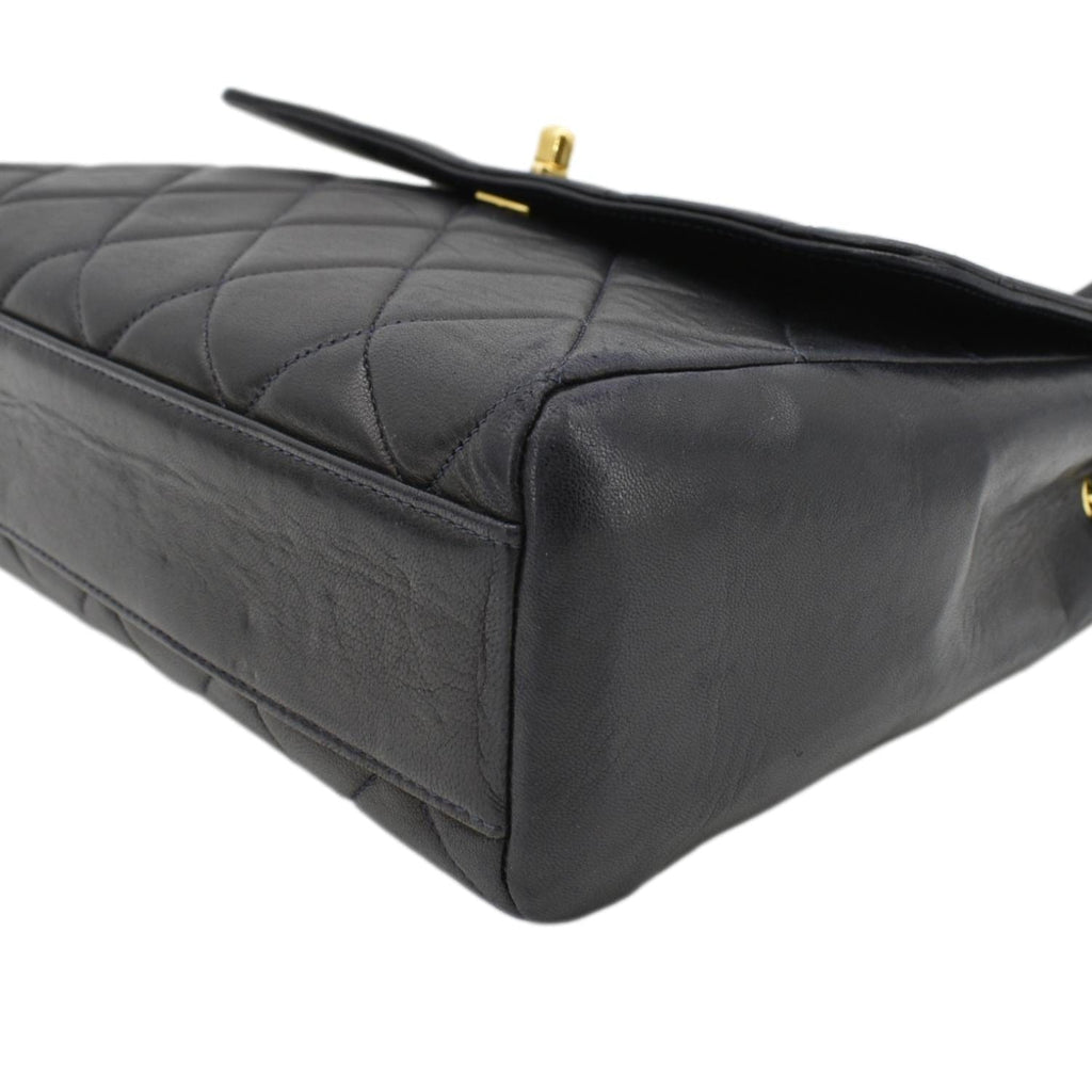 Chanel Square CC Flap  Quilted Leather Shoulder Bag Black