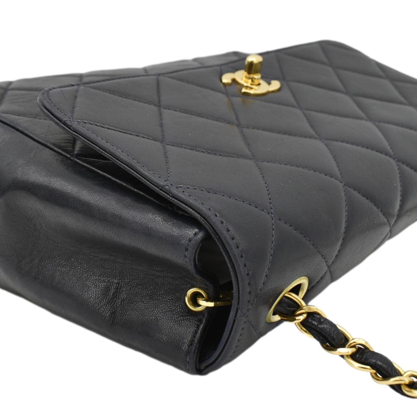 Chanel Square CC Flap  Quilted Leather Shoulder Bag Black