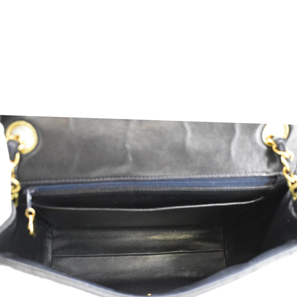 Chanel Square CC Flap  Quilted Leather Shoulder Bag Black