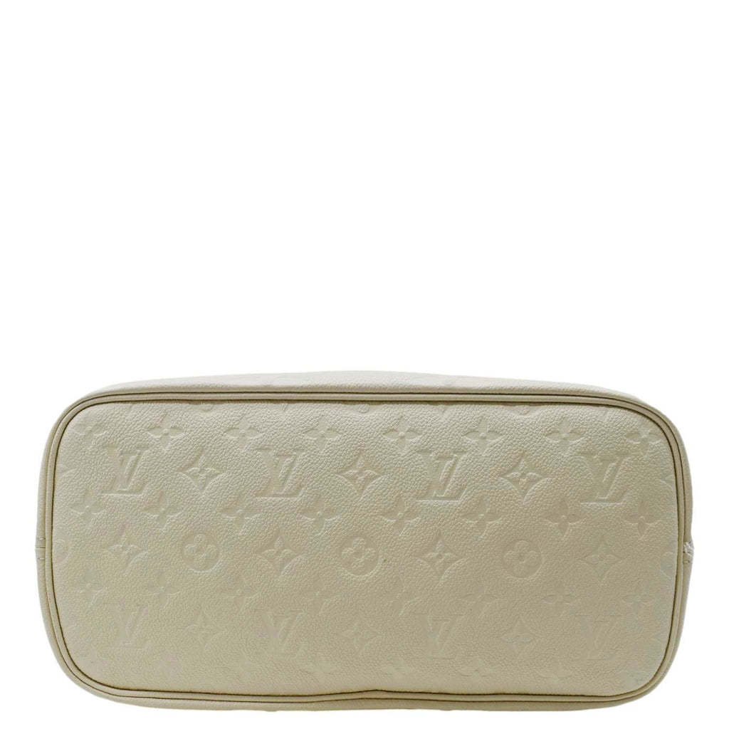 LOUIS VUITTON Neverfull MM Empreinte Leather Tote Shoulder Bag Cream