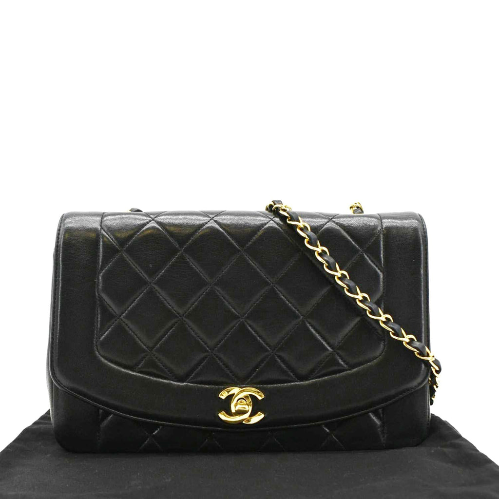 Chanel Diana Flap  Quilted Leather Shoulder Bag Black