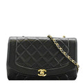 Chanel Diana Flap  Quilted Leather Shoulder Bag Black