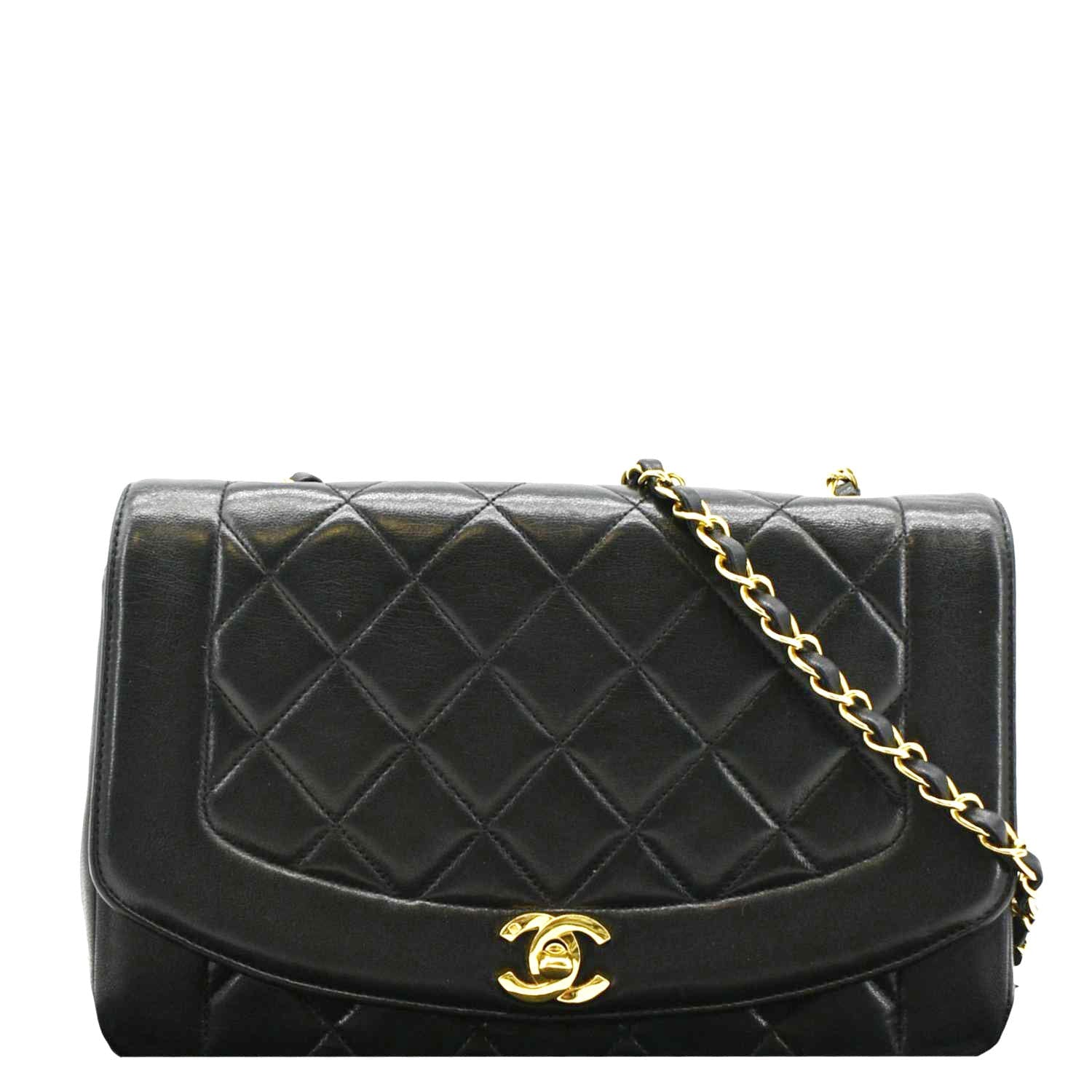 Chanel Diana Flap  Quilted Leather Shoulder Bag Black