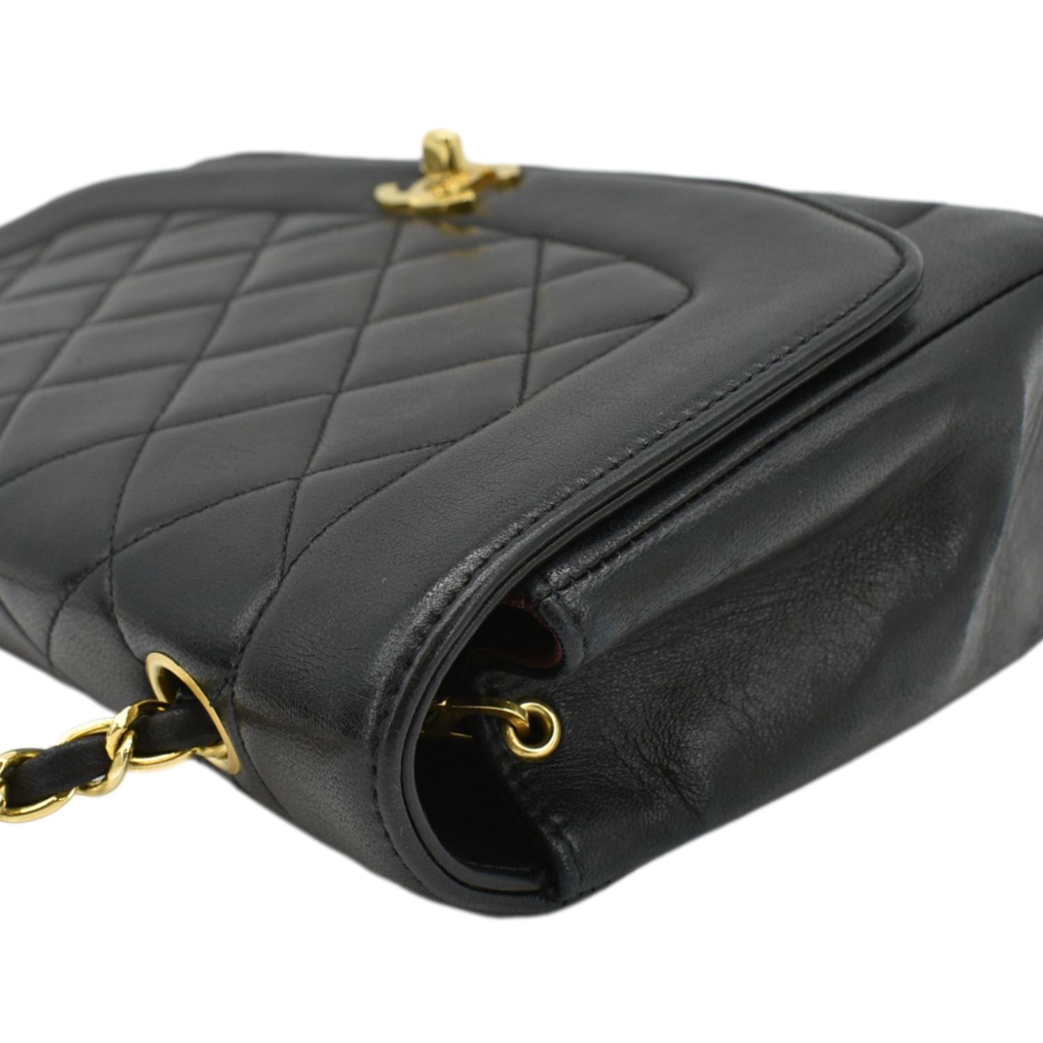 Chanel Diana Flap  Quilted Leather Shoulder Bag Black