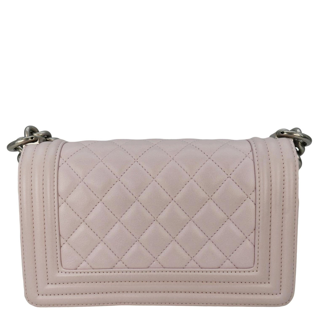 Chanel Small Flap Boy Quilted Leather Shoulder Bag Pink