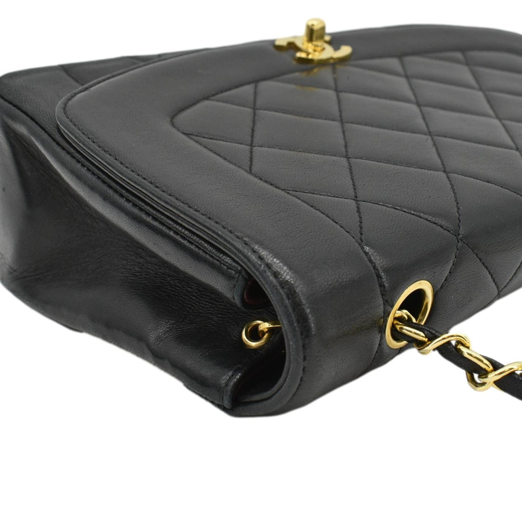 Chanel Diana Flap  Quilted Leather Shoulder Bag Black