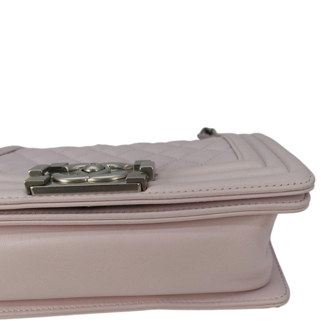 Chanel Small Flap Boy Quilted Leather Shoulder Bag Pink