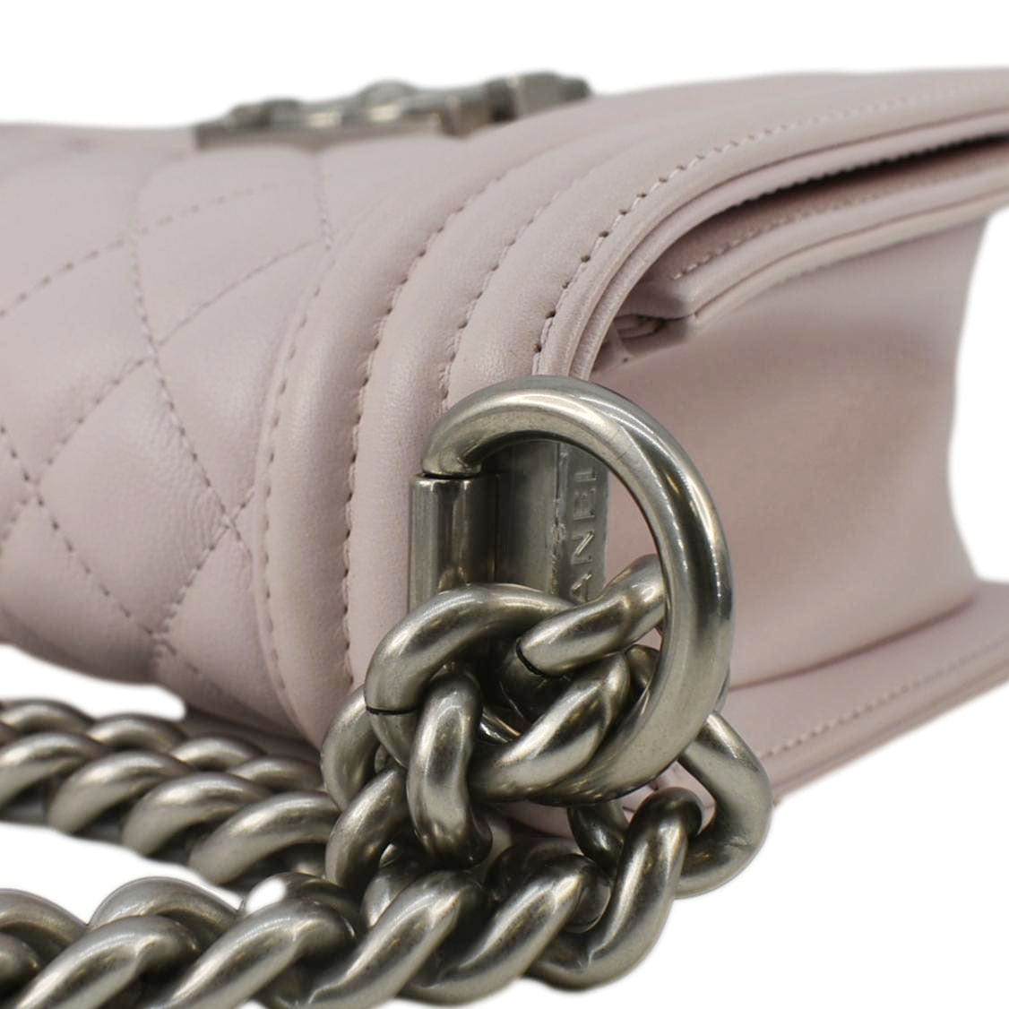 Chanel Small Flap Boy Quilted Leather Shoulder Bag Pink