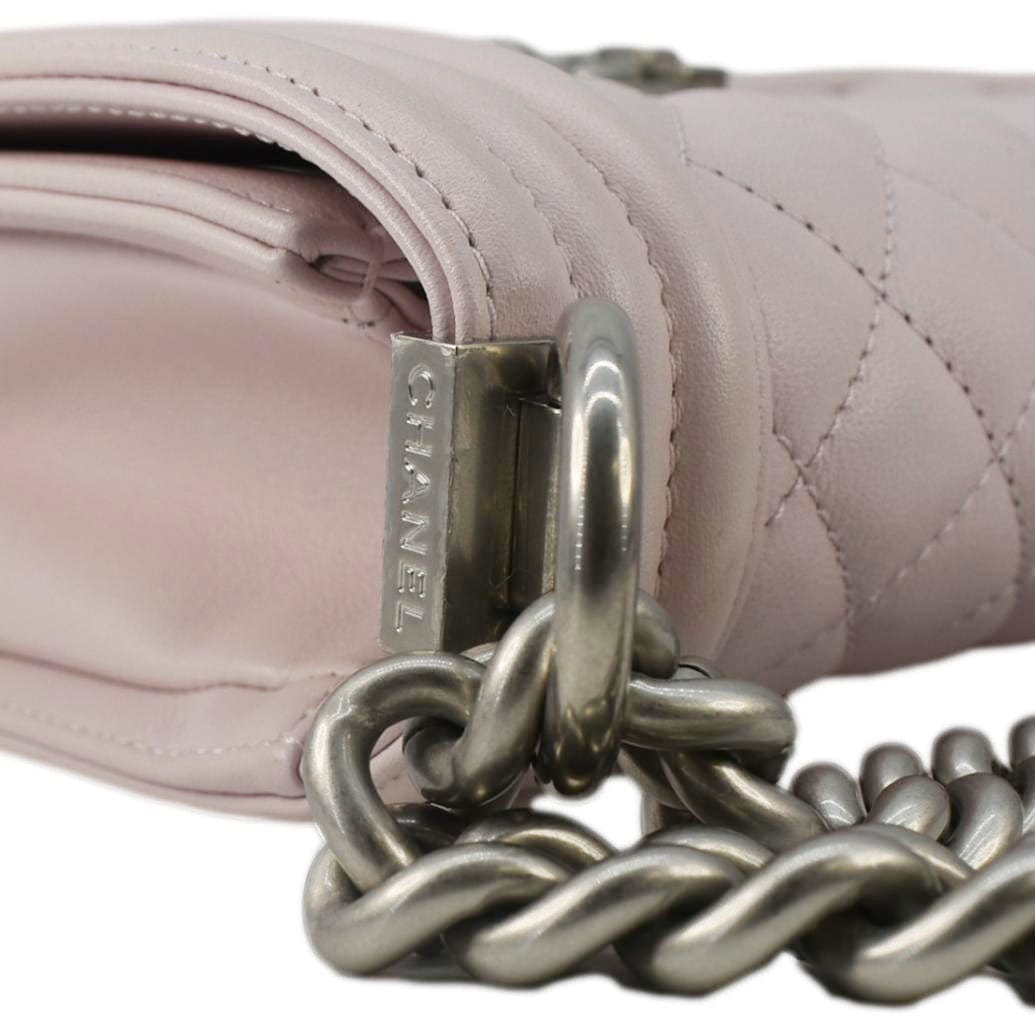 Chanel Small Flap Boy Quilted Leather Shoulder Bag Pink
