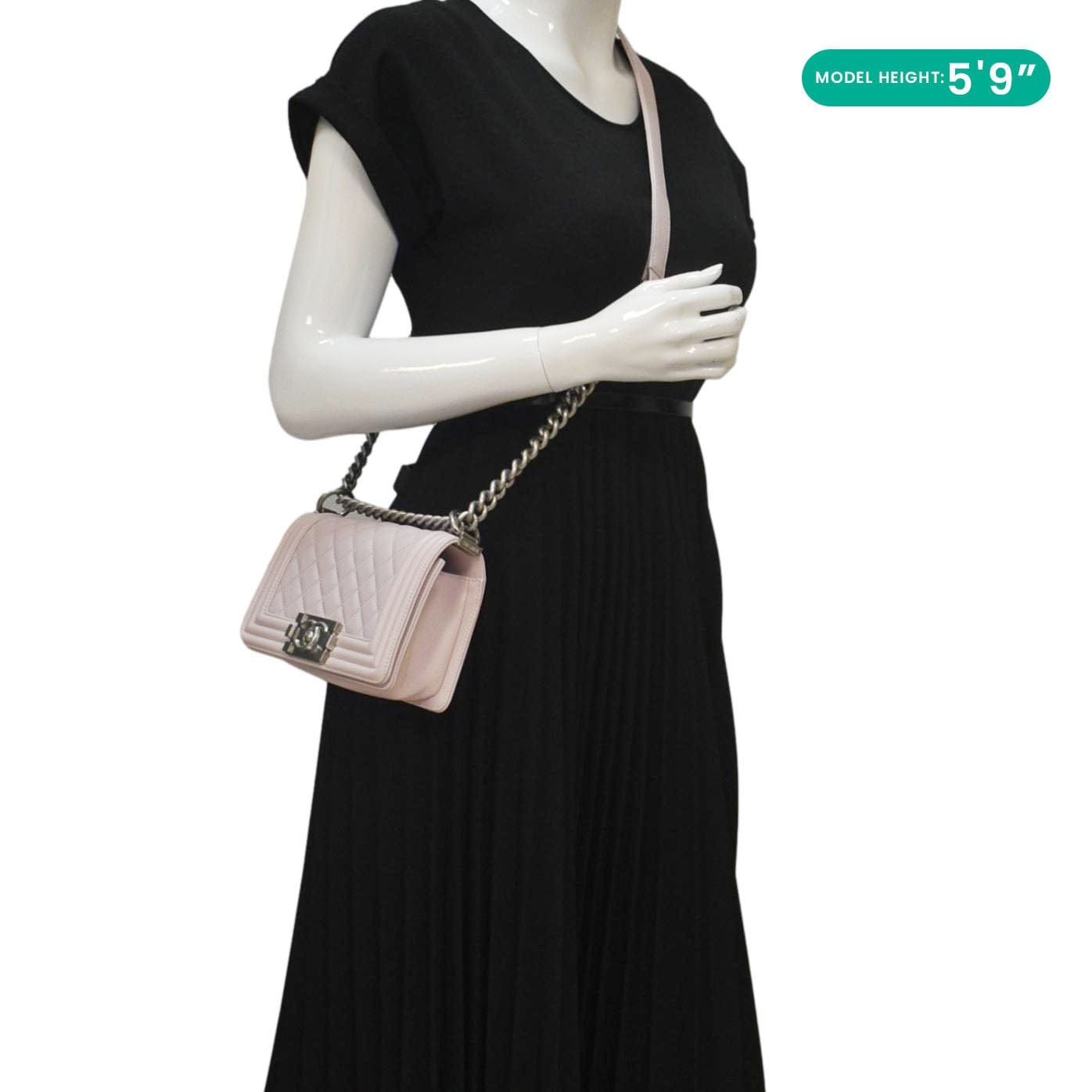 Chanel Small Flap Boy Quilted Leather Shoulder Bag Pink
