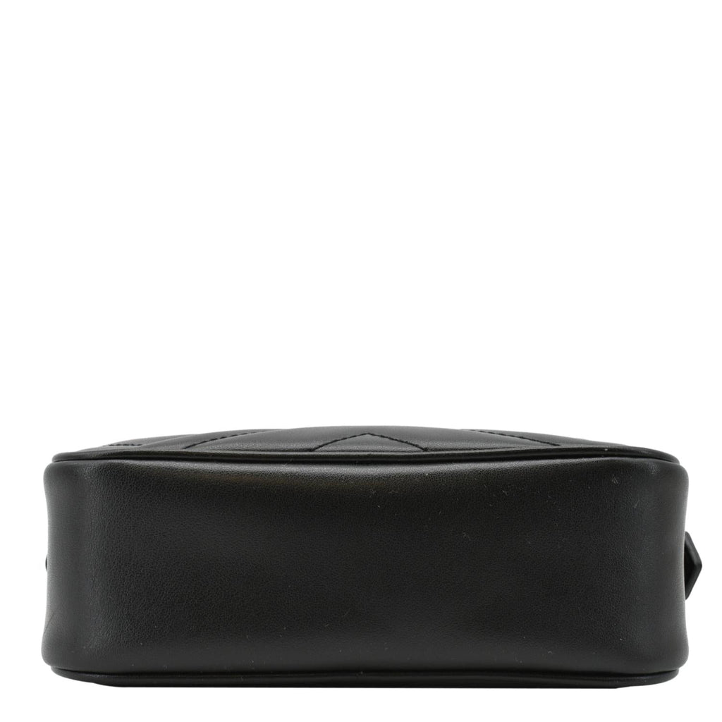 GUCCI Gucci Marmont Mini Calfskin Matelasse Crossbody Camera Bag Black 634785
