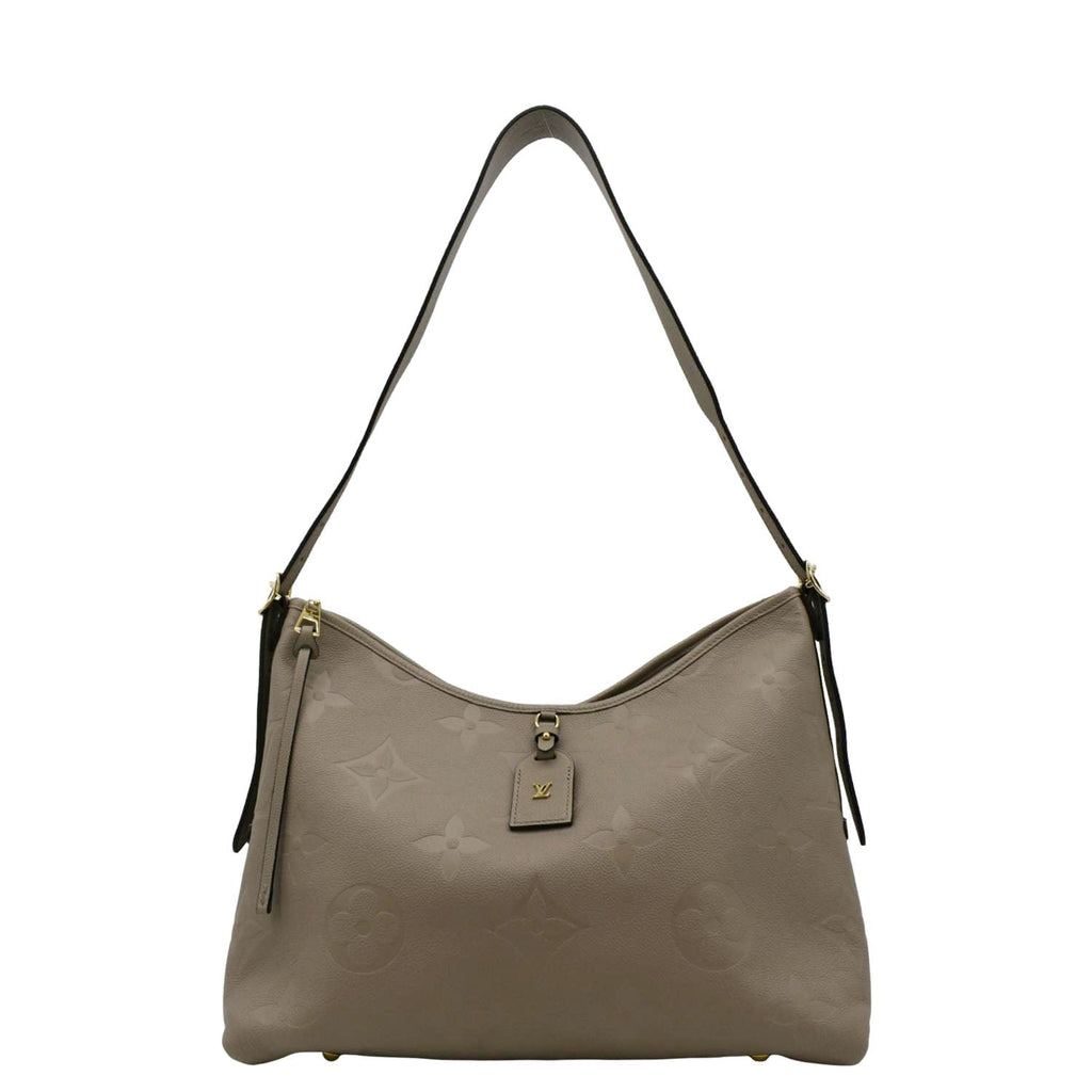 LOUIS VUITTON Carryall MM Monogram Empreinte Shoulder Bag Tourterelle Gray