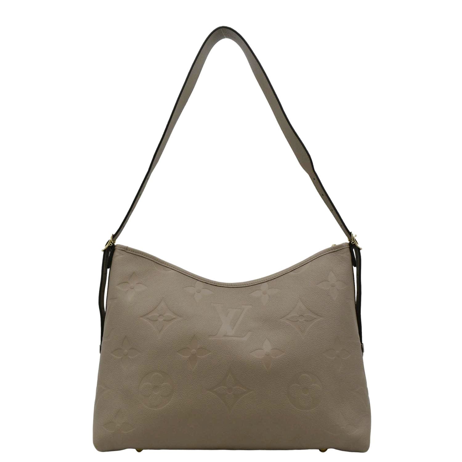 LOUIS VUITTON Carryall MM Monogram Empreinte Shoulder Bag Tourterelle Gray