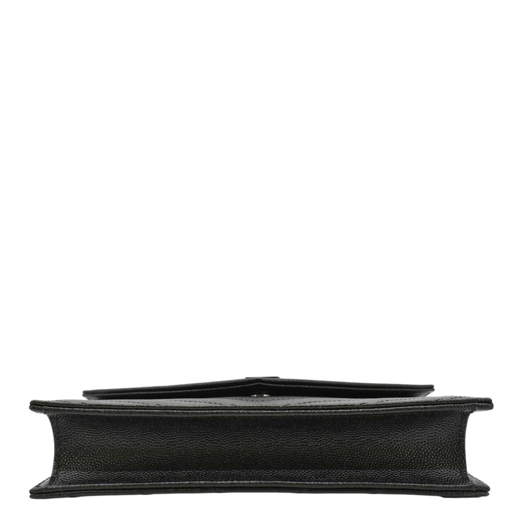 YVES SAINT LAURENT Monogram Envelope Grain De Poudre Leather Crossbody Bag Black