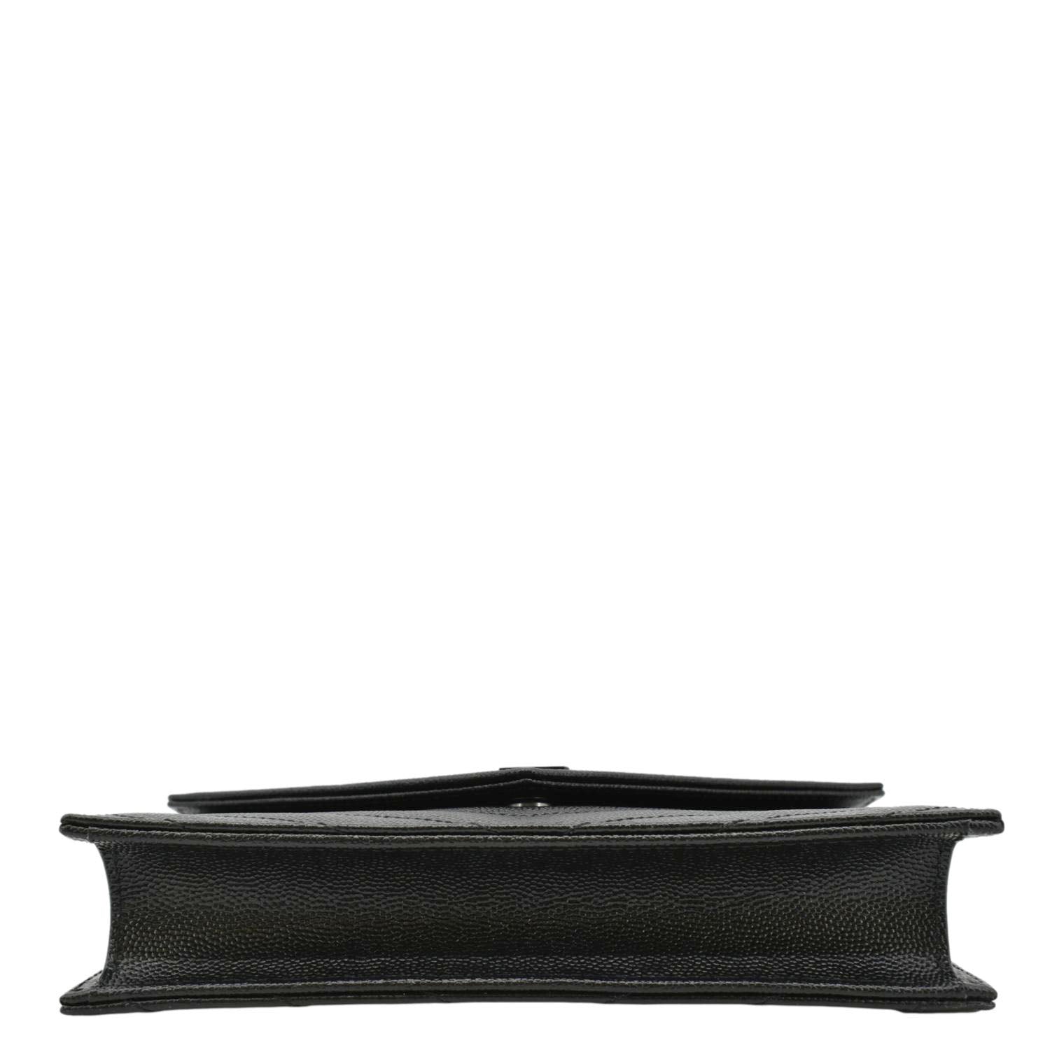 YVES SAINT LAURENT Monogram Envelope Grain De Poudre Leather Crossbody Bag Black