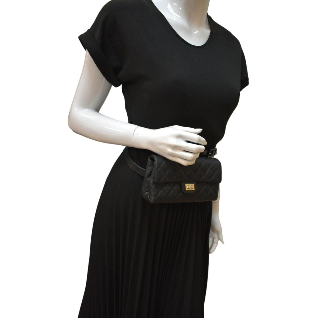 Chanel  Reissue Flap Grained Leather Waist Belt Bag Black