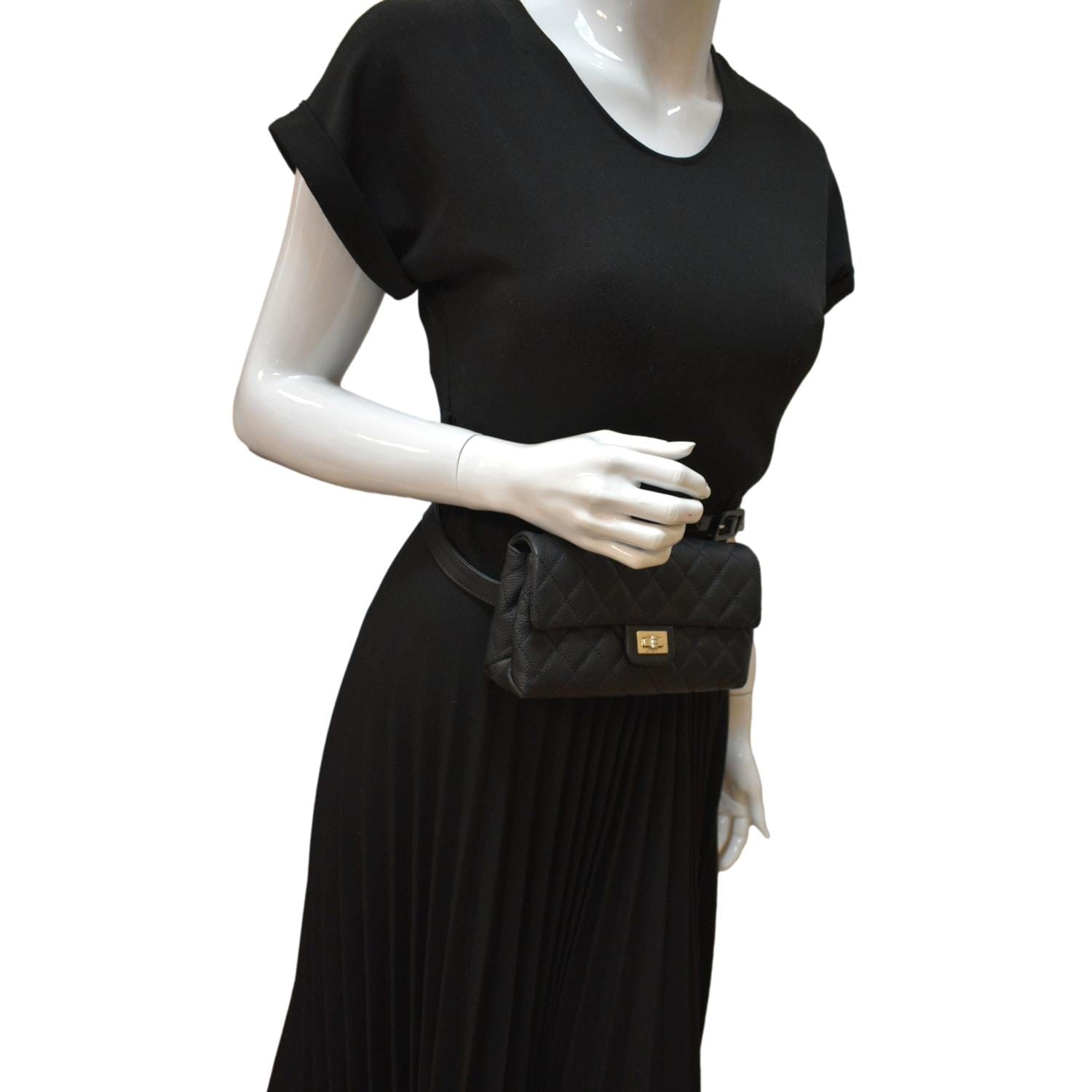 Chanel  Reissue Flap Grained Leather Waist Belt Bag Black